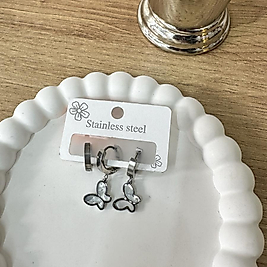 Kelebekli Üçlü Set Küpe