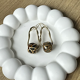 Doğal Boncuklu Tasarım Küpe