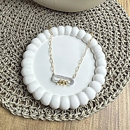 Taşlı Işıktılı Çift Renk Tasarım Kolye